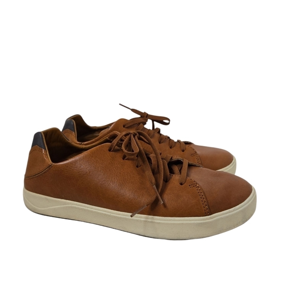 OluKai Men's Lae'ahi Lī 'Ili Leather Lace Up Sneakers- Fox Tan Brown - 9 M - Picture 6 of 9